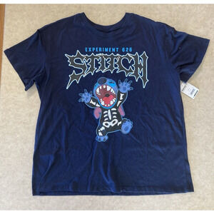 Disney Stitch Skeleton T-Shirt NWT Women's Large Blue Experiment 626